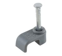 GTSE Flat Grey 1.5 mm Cable Clips, Box of 100, Skirting Wire Nail Clips, Cable Tacks for Ethernet, Electrical Cables, Walls