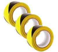 GTSE Hazard Tape Black and Yellow, 50mm (2") x 33m, Strong Adhesive Warning/Caution Tape, Floor Marking Tape, 3 Rolls