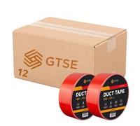 GTSE Red Duct Tape, 48mm x 50m, 2” Waterproof Strong Adhesive Gaffer Tape for Patching, Sealing, Securing Cables and Labelling, Heavy Duty Tape, 12 Rolls