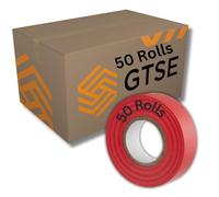 GTSE Red Electrical Tape, 19mm x 20m, Bulk Box of 50 Rolls, Strong Self-Adhesive PVC Insulation Tape for Insulating, Repairing and Protecting Electrical