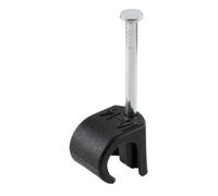 GTSE Round Black Cable Clips, For Cables 10-14 mm, Box of 100, Skirting Wire Nail Clips, Cable Tacks for Ethernet, Electrical Cables, Walls