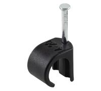 GTSE Round Black Cable Clips, For Cables 14-20 mm, Box of 50, Skirting Wire Nail Clips, Cable Tacks for Ethernet, Electrical Cables, Walls