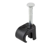 GTSE Round Black Cable Clips, For Cables 7-10 mm, Box of 100, Skirting Wire Nail Clips, Cable Tacks for Ethernet, Electrical Cables, Wires