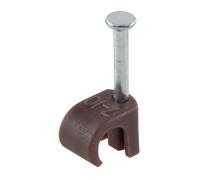 GTSE Round Brown Cable Clips, For Cables 7-10 mm, Box of 100, Skirting Wire Nail Clips, Cable Tacks for Ethernet, Electrical Cables, Walls