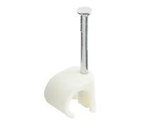 GTSE Round White Cable Clips, For Cables 10-14 mm, Box of 100, Skirting Wire Nail Clips, Cable Tacks for Ethernet, Electrical Cables, Walls