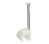 GTSE Round White Cable Clips, For Cables 5-7 mm, Box of 100, Skirting Wire Nail Clips, Cable Tacks for Ethernet, Electrical Cables, Walls