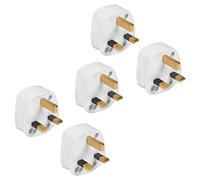 GTSE UK 3-Pin 13A Fused Mains Plug, White, Pack of 5, CE Certified, Suitable for the Home and Workplace