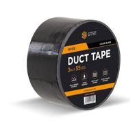 GTSE Wide Black Duct Tape, 75mm x 50m, 3” Waterproof Strong Adhesive Gaffer Tape for Patching, Sealing, Securing Cables and Labelling, Heavy Duty Tape, One Roll