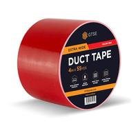 GTSE Wide Red Duct Tape, 100mm x 50m, 4” Waterproof Strong Adhesive Gaffer Tape for Patching, Sealing, Securing Cables and Labelling, Heavy Duty Tape, One Roll