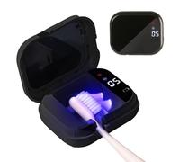 GTSolonia UV-C Toothbrush Cleaner, Portable Travel Cover for Manual/Electric Tooth Brush, Magnetic Holder and Rechargeable Case for Any Size Toothbrush, Black