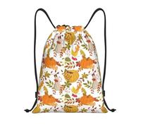 GTTDFASJ drawstring backpack Autumn Pumpkin Maple Leaves Sports Backpack Gym Sackpack String Bag for Cycling