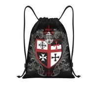 GTTDFASJ drawstring backpack Knights Templar Cross Shield Symbol Drawstring Backpack Gym Sackpack Portable Medieval Emblem Secret Order Shopping Bag Sack