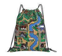 GTTDFASJ drawstring backpack Stardew Valley Town Map Backpacks Portable Drawstring Bundle Pocket Storage Bag Book Bags For Travel School