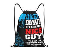 GTTDFASJ drawstring bag Funny Scuba Diving Drawstring Backpack Sports Gym Bag for Women Men Deep Down Im A Really Nice Guy Training Sackpack