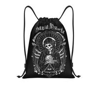 GTTDFASJ drawstring bag Holy Death Santa Muerte Skull Sports Backpack Gym Sackpack Horror Halloween String Bags for Exercise