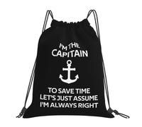 GTTDFASJ drawstring bag I'm The Captain To Save Time Let's Just Assume I'm Always Right Backpacks Shoes Bag Book For Man Woman School