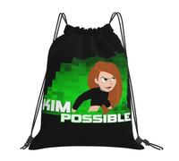 GTTDFASJ drawstring bag Kim Possible Anime Green Light Backpacks Portable Drawstring Bundle Pocket Storage Bag Book Bags For Travel
