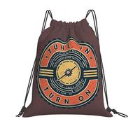 GTTDFASJ drawstring bag Old School Tune In Turn On Backpacks Casual Portable Drawstring Bundle Pocket Sports Bag Book Bags For Man Woman School