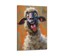 GTTHOK Animal Poster Mischievous Sheep Decorative Painting Canvas Art Picture 12x18inch(30x45cm)