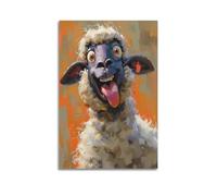 GTTHOK Animal Poster Mischievous Sheep Decorative Painting Canvas Art Picture 16x24inch(40x60cm)
