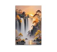 GTTHOK Landscape Poster Small Yard on The Waterfall Decorative Painting Canvas Art Picture 12x18inch(30x45cm)