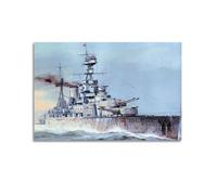 GTTHOK WWII Vintage Battleship Poster 1940 HMS Hood Decorative Painting Canvas Art Picture 12x18inch(30x45cm)