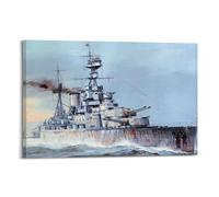 GTTHOK WWII Vintage Battleship Poster 1940 HMS Hood Decorative Painting Canvas Art Picture 12x18inch(30x45cm)