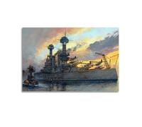 GTTHOK WWII Vintage Battleship Poster 1941 USS Tennessee Decorative Painting Canvas Art Picture 16x24inch(40x60cm)