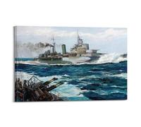 GTTHOK WWII Vintage Battleship Poster 1943 HMS Belfast Decorative Painting Canvas Art Picture 12x18inch(30x45cm)