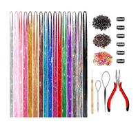 GTTUKK Hair Tinsel Kit (48 Inch,16 Colors,3200 strands), Tinsel Hair Extensions with Tools，Heat Resistant Fairy Hair Tinsel Kit for Women Girls Hair Accessories