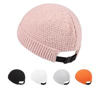 Gturytr Mens Brimless Hats Docker Beanie Skull Caps Unisex Winter Warm Beanie Adjustable Leather Buckle Street (A~Pink), Pink