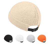 Gturytr Mens Brimless Hats Docker Beanie Skull Caps Unisex Winter Warm Beanie Adjustable Leather Buckle Street, A~beige, 7-7.25