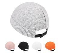 Gturytr Mens Brimless Hats Docker Beanie Skull Caps Unisex Winter Warm Beanie Adjustable Leather Buckle Street, A~light Grey, 7-7.25
