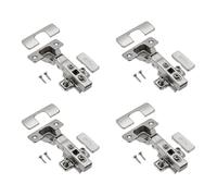 GTV - 4 x Hydraulic Hinges ECHC, Overlappable - Hinge with Damping - Corner Stop - Mounting Plate H=0 with Euro Screws - Silent Closing - Furniture Hinge Cupboard Door Hinge