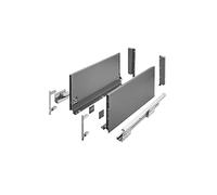 GTV Axis Pro Drawer Runners, Drawer Runners with Full Extension, Anthracite, Load Capacity up to 40 kg, Push to Open Systems, Free Access, Width: 400 mm, Height: 200 mm