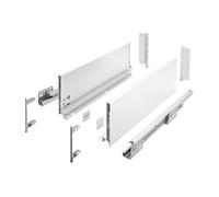GTV Axis Pro Drawer Runners, Drawer Runners with Full Extension, White, Load Capacity up to 40 kg, Push to Open Systems, Free Access, Width: 350 mm