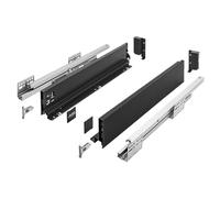 GTV Axis Pro Drawer System 500 mm, Softclose Full Extension, 40 kg Load Capacity, Drawer Extension with Slim 14 mm Frames, Height 86 mm, for Kitchen Furniture, Black