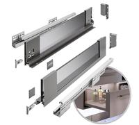 GTV - AXIS PRO Drawer System | Drawer with Glass Sides | Drawer System | Height 116 mm Length 450 mm | Anthracite with Smoked Glass