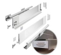 GTV - AXIS PRO Drawer System | Drawer with Glass Sides | Drawer System | Height 116 mm Length 550 mm | White with Milky Glass
