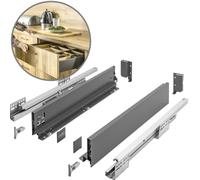 GTV Axis Pro Drawer System I Drawer Set with Full Extension and Integrated Cushioning I Anthracite I Load Capacity up to 40 kg I Soft-Close I Free Access I Width: 550 mm I Height: 86 mm