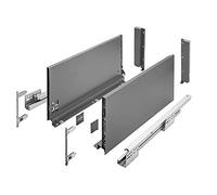 GTV AXIS PRO Drawer System I Drawer Set with Full Extension and Integrated Damping I Anthracite I Load Capacity up to 40 kg I Soft-Close I Free Access I Width 400 mm I Height 200 mm