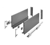 GTV AXIS PRO Drawer System I Drawer Set with Full Extension and Integrated Damping I Anthracite I Load Capacity up to 40 kg I Soft-Close I Free Access I Width 400 mm I Height 200 mm