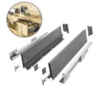 GTV AXIS PRO Drawer System I Drawer Set with Full Extension and Integrated Damping I Anthracite I Load Capacity up to 40 kg I Soft-Close I Free Access I Width 400 mm I Height 120 mm