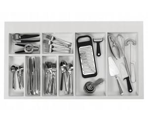 GTV - Axispace Drawer Insert, Cutlery Tray for Drawers, Cutlery Tray, Drawer Insert, Kitchen Cabinet, Plastic Cutlery Tray, Cutlery Storage, White, 840 x 472 mm
