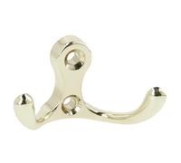 GTV Double Wall Coat Rack C0-K24, Classic Retro Style, Made in ZnAl, 56 x 30 x 28 mm, Includes Mounting Screws, for Coats and Towels, Brass Colour