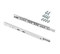 GTV Drawer Runners H17, Runners for Drawers, Drawer Rail System with Furniture Screws, L: 406 mm, Universal Use for Drawers with Insertion and Overlap Fronts