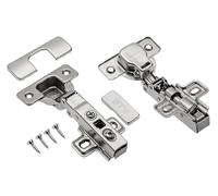 GTV ECHC Concealed Hinge with Soft-Close Damping, Clip-on Technology, 3D Adjustment, for Overlying Stop, Pot Diameter 35 mm, 80,000 Cycles, Nickel-Plated Steel, Pack of 1