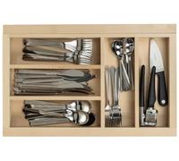 GTV Extendable Cutlery Tray Insert Beech Wood Adjustable Kitchen Drawer Organiser Width 305-535 mm/Depth 474 mm