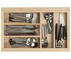 GTV Extendable Cutlery Tray Insert Beech Wood Adjustable Kitchen Drawer Organiser Width 305-535 mm/Depth 474 mm