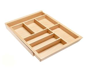 GTV Extendable Cutlery Tray Insert Beech Wood Adjustable Kitchen Drawer Organiser Width 512-950 mm/Depth 424 mm